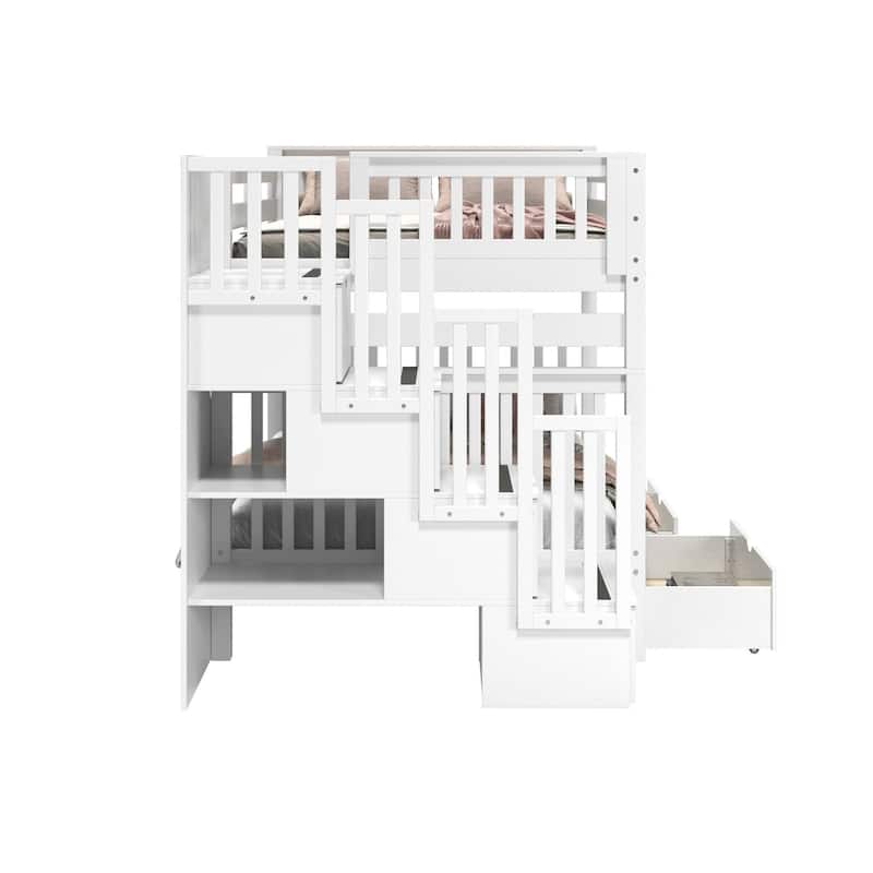 Taylor & Olive Trillium Full over Full Stairway Bunk Bed, 2 Drawers