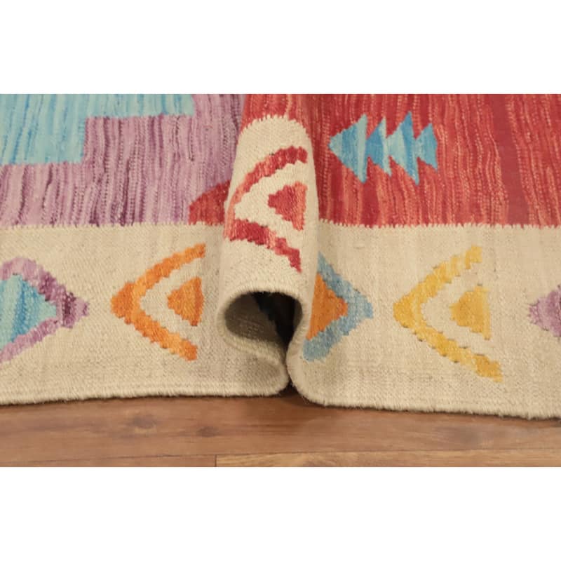 Hand Woven Oriental 100% Wool Carpet Southwestern Tribal Navy Blue & Blues Kilim Area Rug - 11' 11'' X 8' 7''