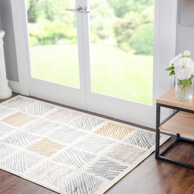 Superior Modern Geometric Indoor Area Rug - 4' x 6' - Grey