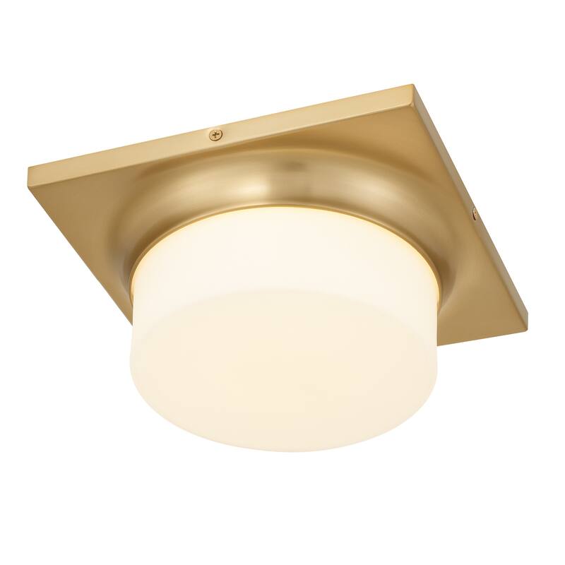 10-in Antique Brass LED Flush Mount