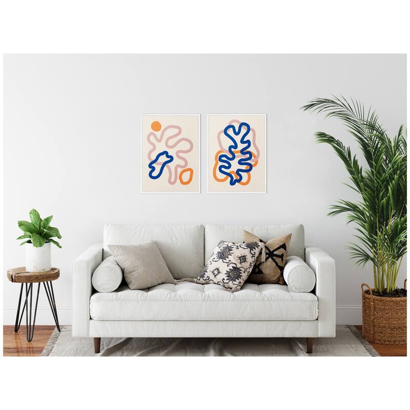 Kate and Laurel Sylvie Abstract Line Art 1 and 2 Framed Canvas Art Set by July Art Prints