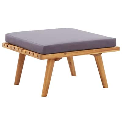 vidaXL Patio Footstool with Cushion 23.6"x23.6"x11.4" Solid Acacia Wood - 23.6" x 23.6" x 11.4"