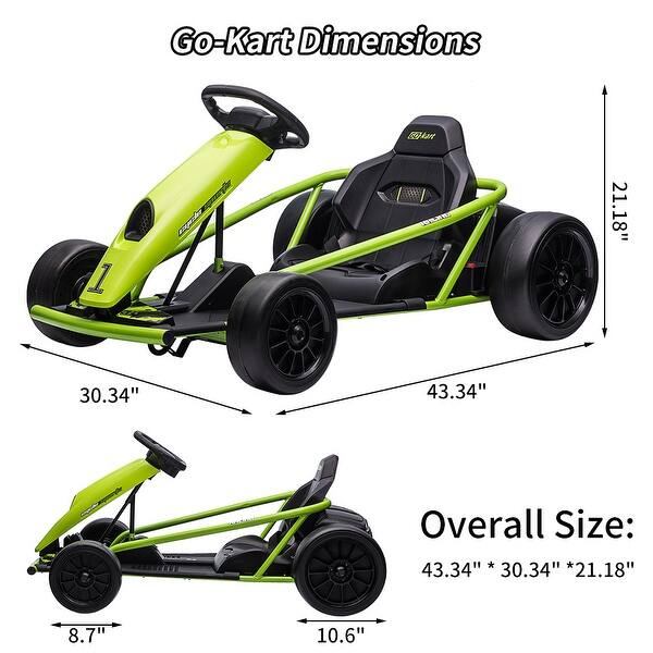 dimension image slide 2 of 3, High Speed Kids Ride On Go Kart Toy