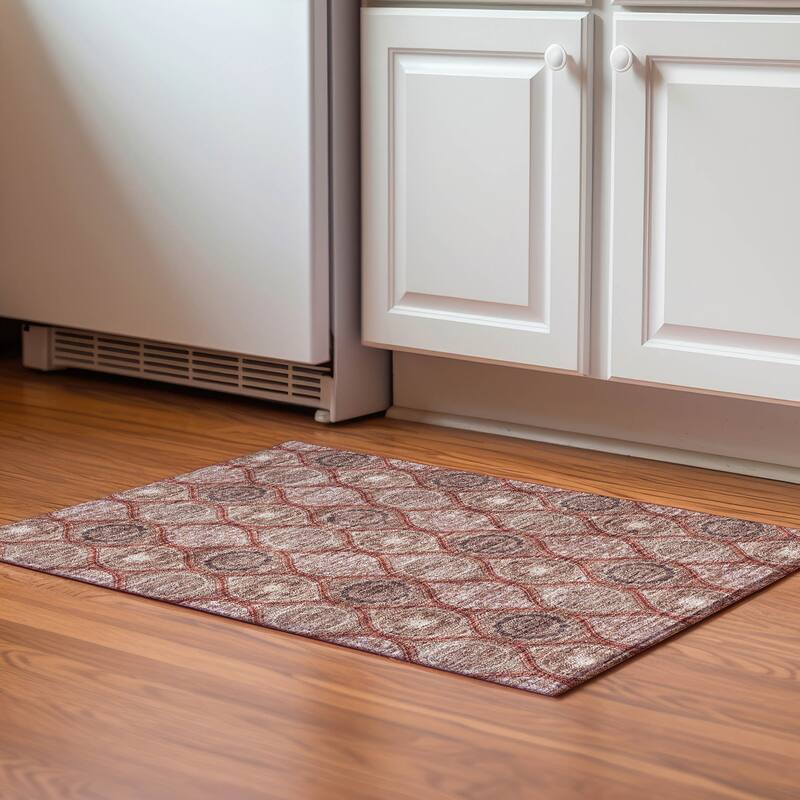 Premium Washable Super Soft Boho Mosaic Mayfield Rug - Paprika - 1'8" x 2'6"