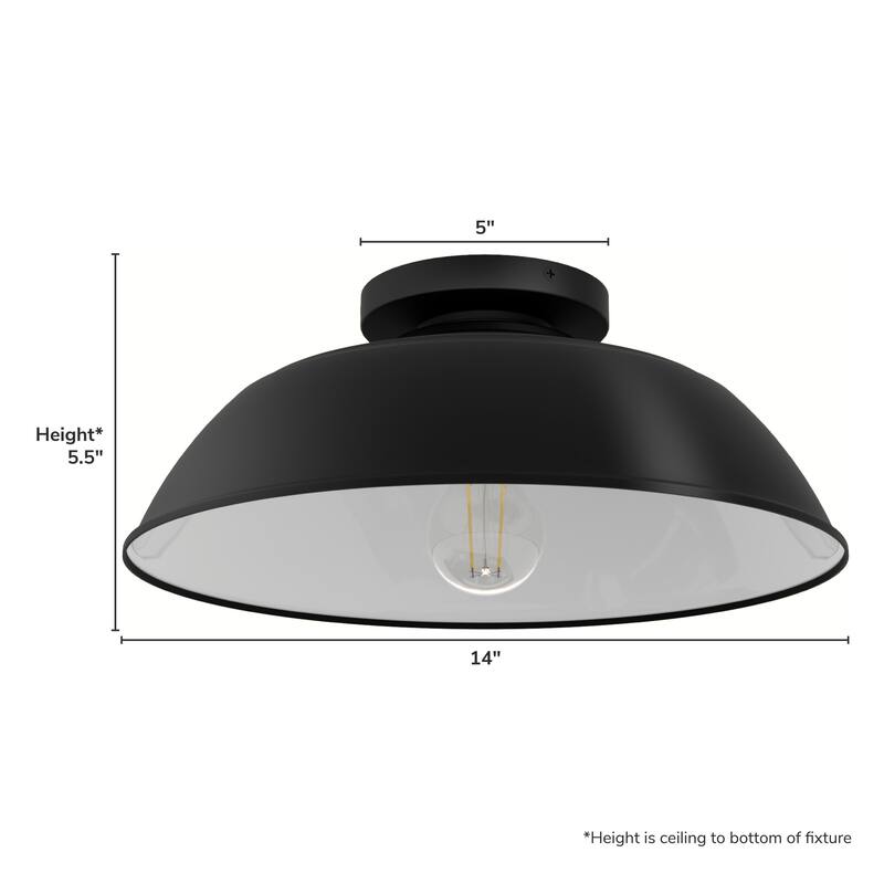 Hunter Mill Valley Outdoor 1 Light 14" Flush Mount Ceiling Light Matte Black