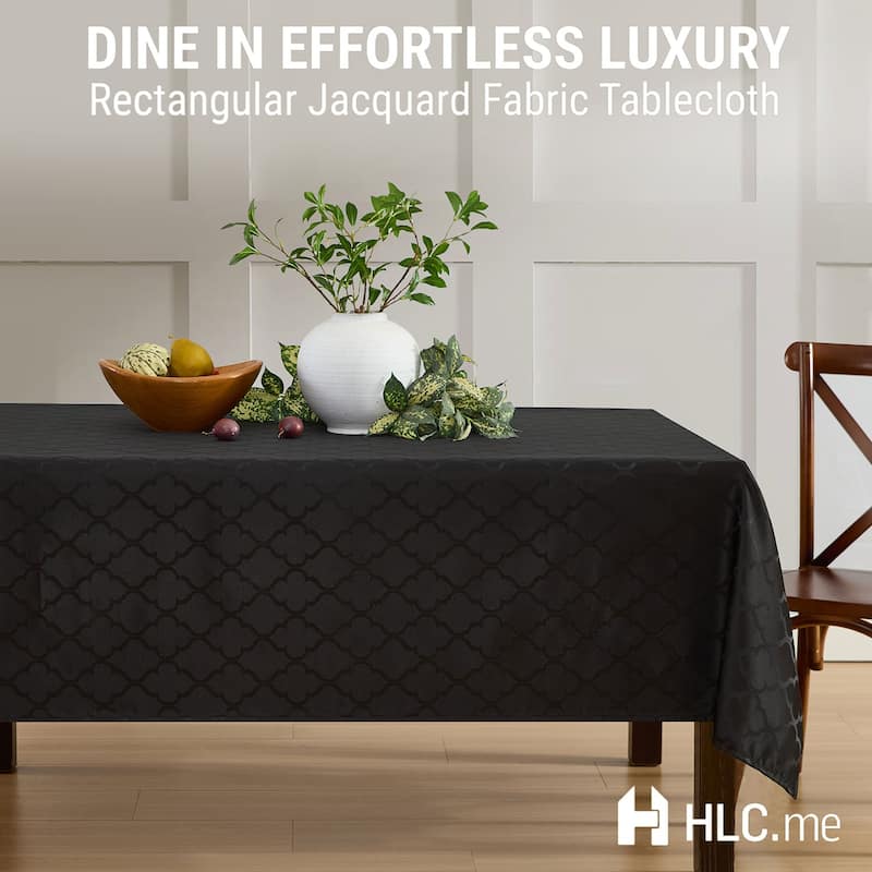 HLC.me Modena Lattice Fabric Tablecloth, Jacquard Fabric Table Cloth for Round Rectangle Table Advanced Water & Fade Resistance