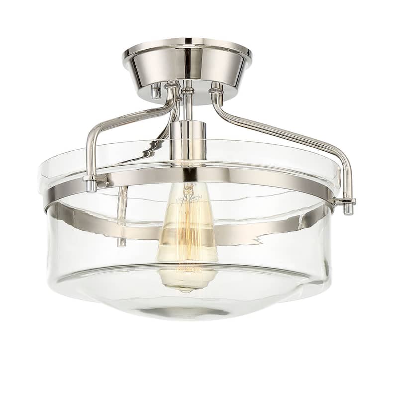 Bellevue Single Light 13" Wide Semi-Flush Bowl Ceiling Fixture