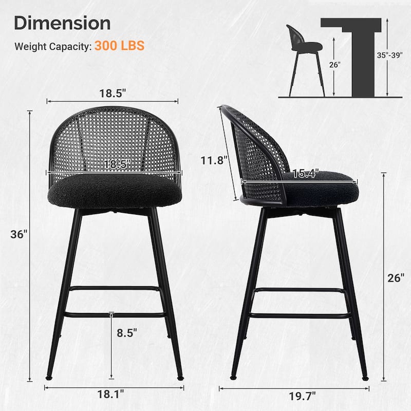 26"/29" Swivel Barstools Counter Height Bar Stool w/ Metal Legs