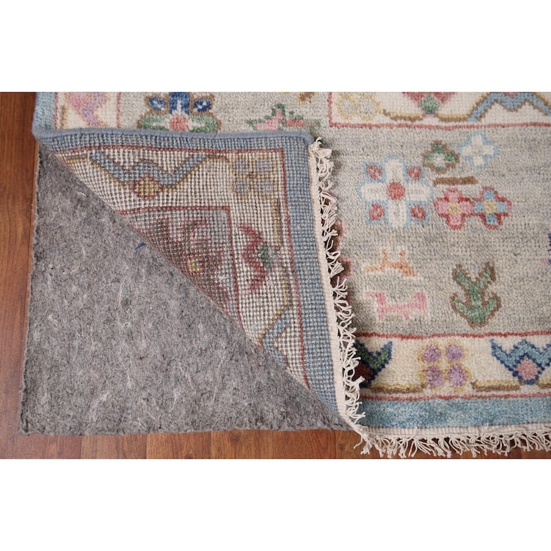 Light Blue Oushak Oriental Area Rug Handmade Wool Carpet - 8'10" x 11'8"