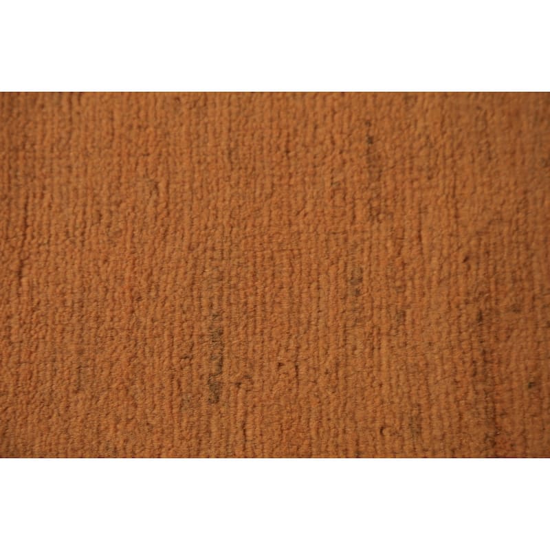 Orange Modern Gabbeh Runner Rug Handmade Solid Wool Carpet - 2'8" x 9'7"