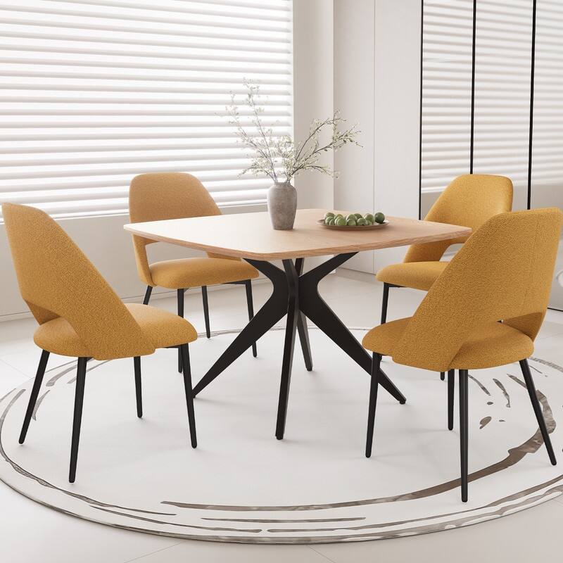 Modern Square Dining Table for 2-4, Small Kitchen Table with Metal Legs