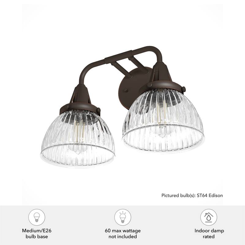 Hunter Cypress Grove 2-Light Vanity Wall Light - Industrial, Transitional, Contemporary - Damp Rated!