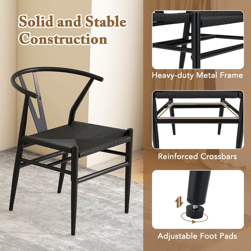 Costway Modern Dining Chair Set of 2/4 Weave Kitchen Armchairs with - See Details