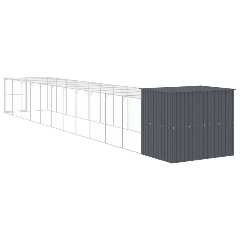 vidaXL Dog House with Run Light Gray/Anthracite multisize Galvanized Steel