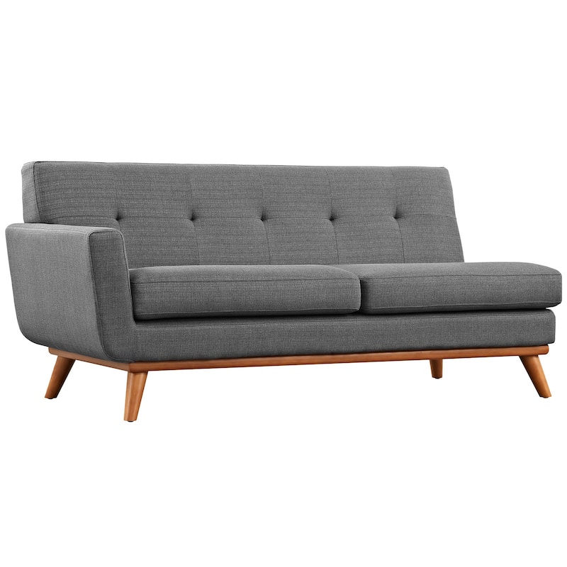 Engage Mid-century Modern Upholstered Fabric Left-arm Loveseat, Azure - Gray
