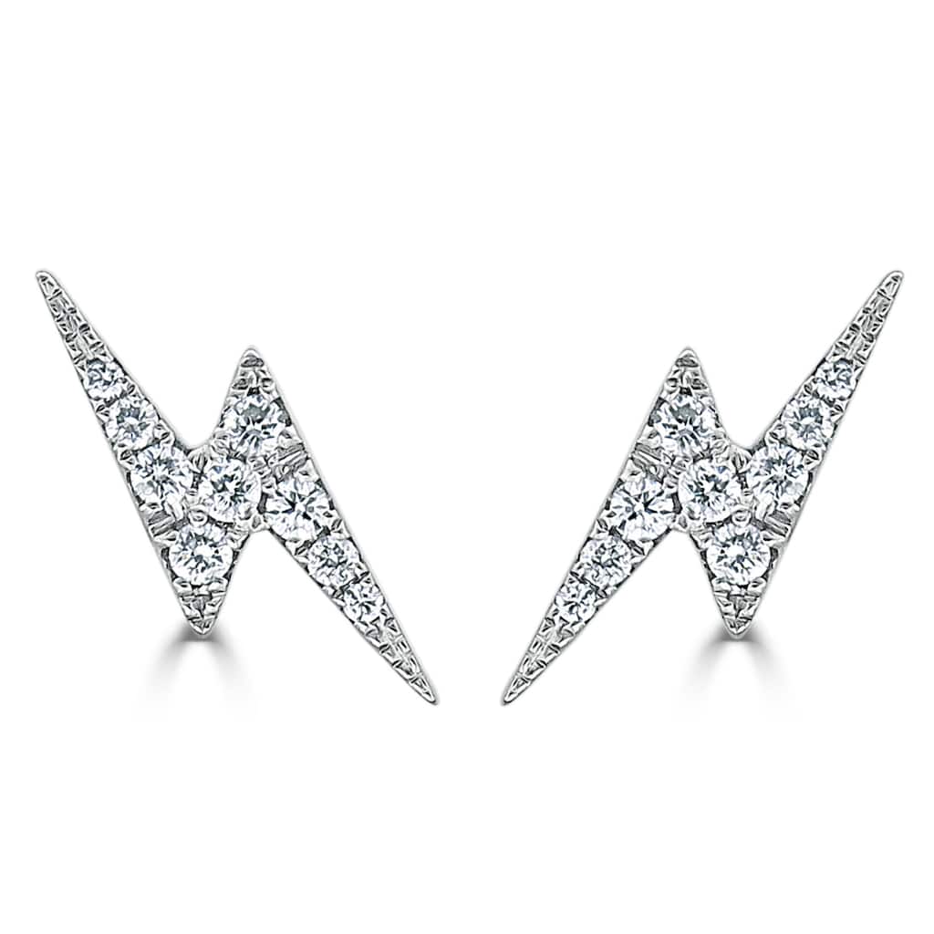 Joelle Collection Diamond Lightning Bolt Studs Earrings - 14K Gold 1/10ct TDW Electrifying Gift