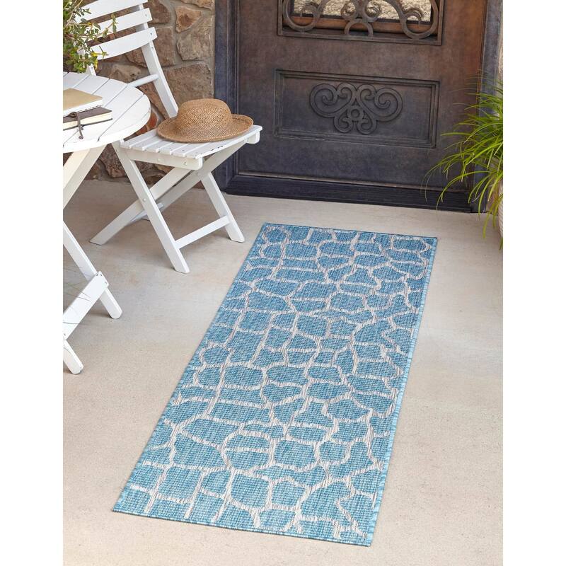 Outdoor Gallery Collection Area Rug - Light Aqua - 2'x6'