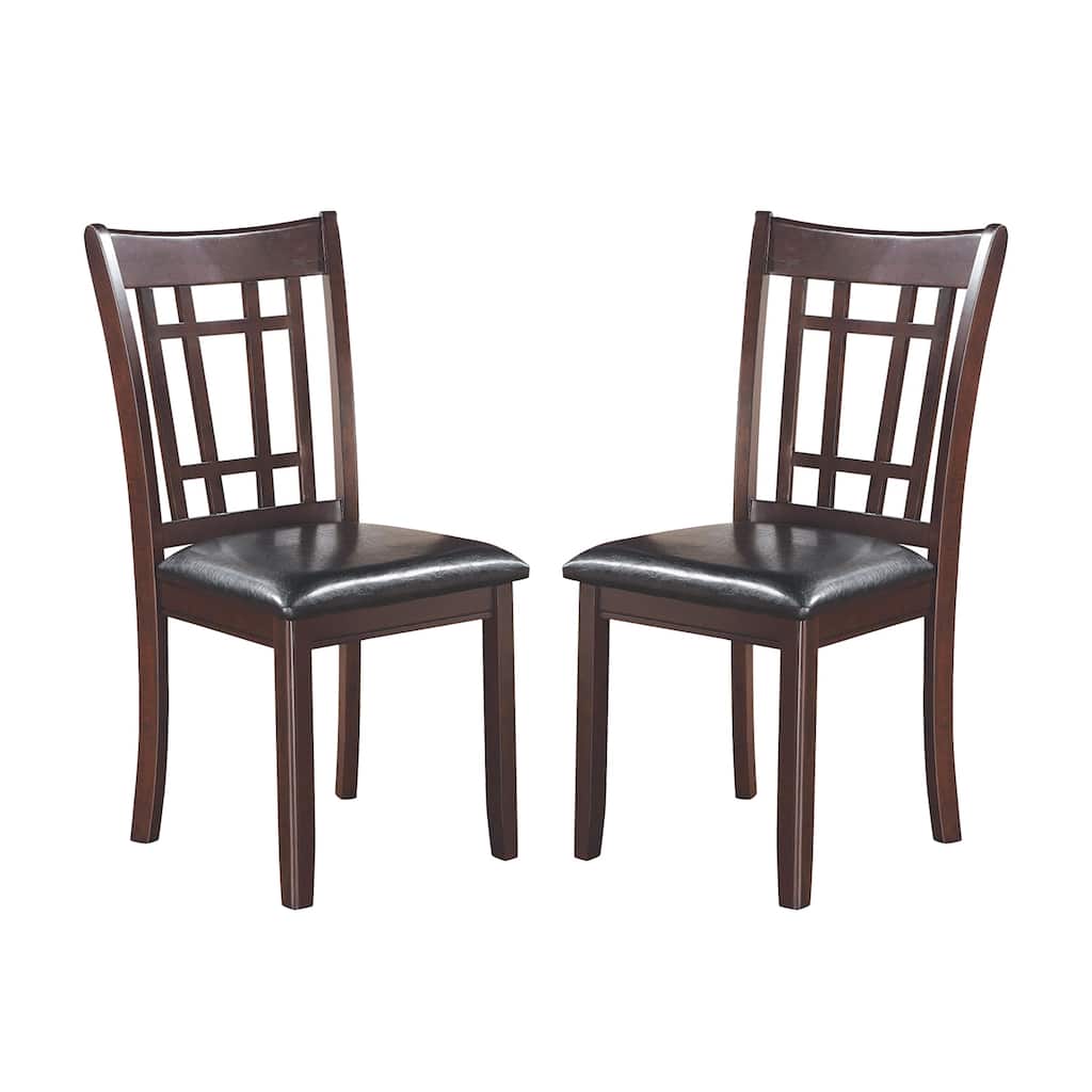 Set of 2 Dining Chairs with Padded Seat in Espresso and Black
