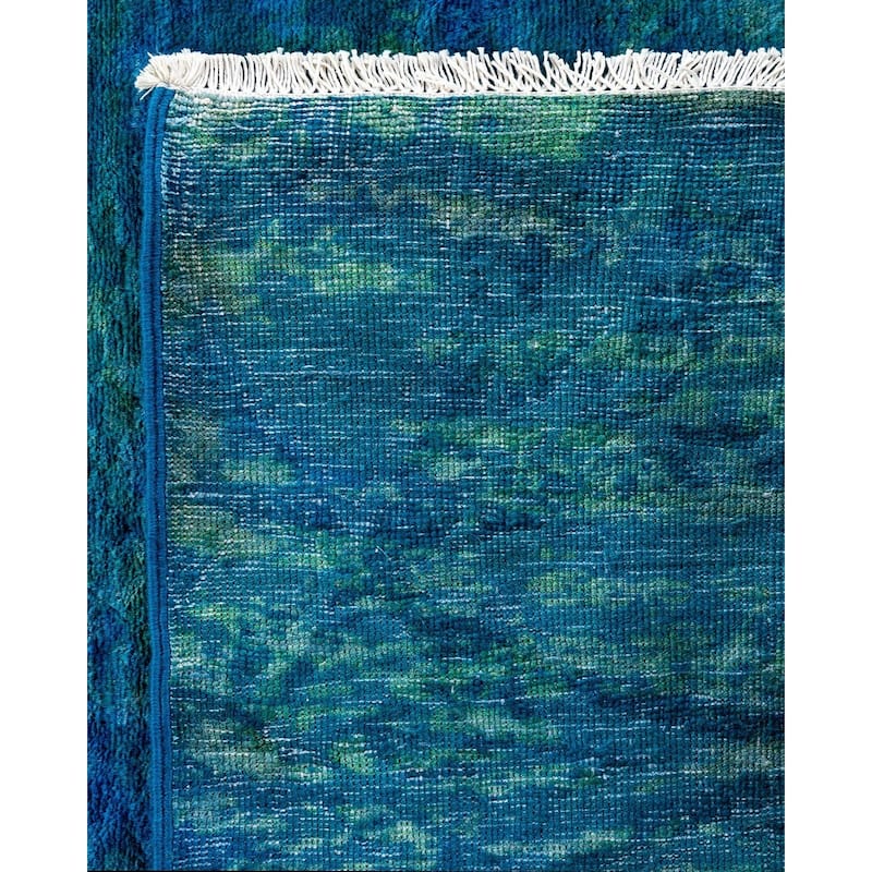 Vibrance, One-of-a-Kind Hand-Knotted Area Rug - Blue, 4' 4" x 10' 3" - 4' 4" x 10' 3"