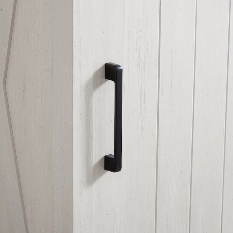 White Farmhouse 5-Drawer Dresser w/Sliding Barn Door, Multi-Room