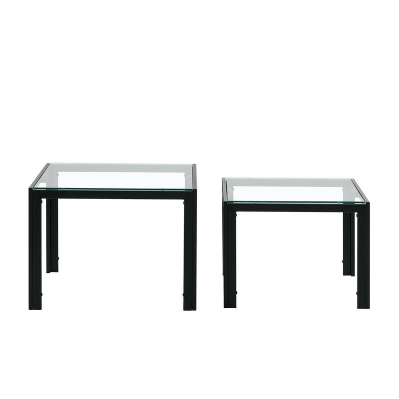 2 Piece Nesting Coffee Table Square Center Table Modern Stacking Table with Metal Frame End Table for Living Room,Bedroom