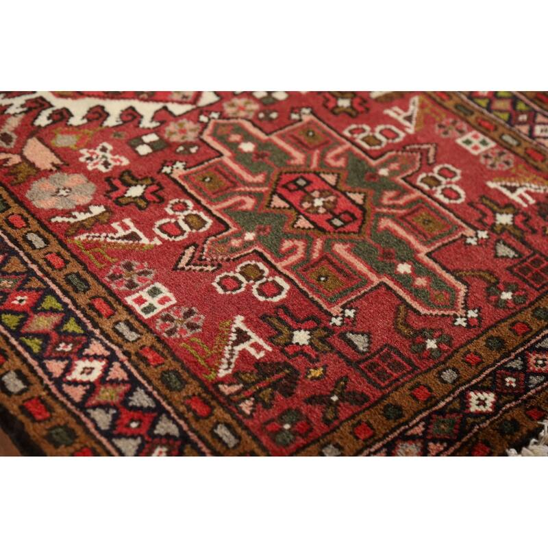 Tribal Gharajeh Persian Runner Rug Handmade Red Wool Carpet - 2'4" x 9'4"