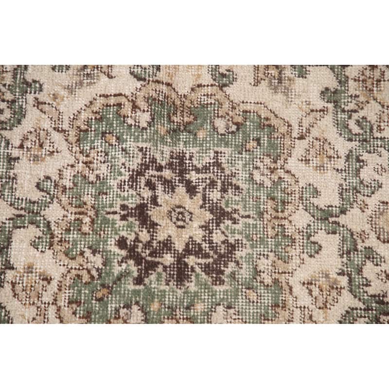 Distressed Sparta Oriental Vintage Area Rug Hand-Knotted Wool Carpet - 5'2" x 9'5"