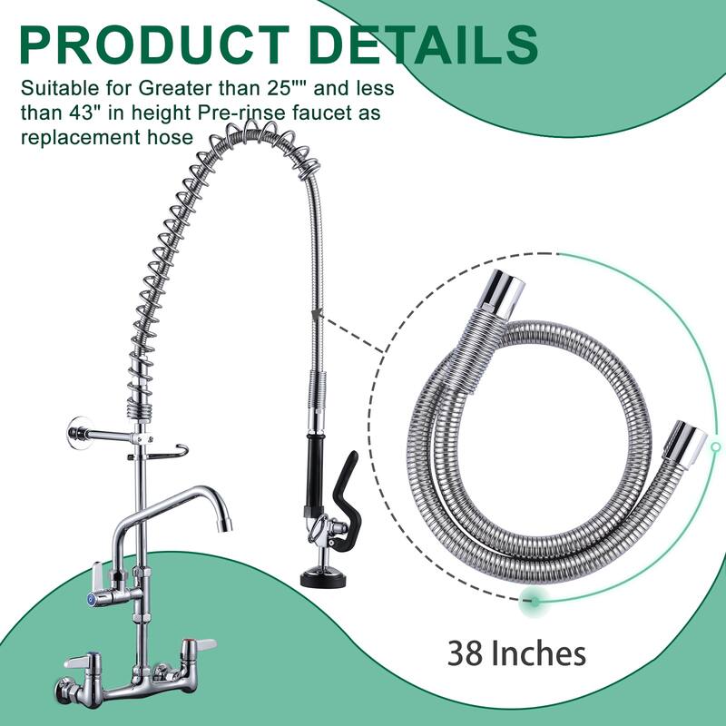 WOWOW Pre-Rinse Stainless Steel Hose for Commercial Sink Faucet