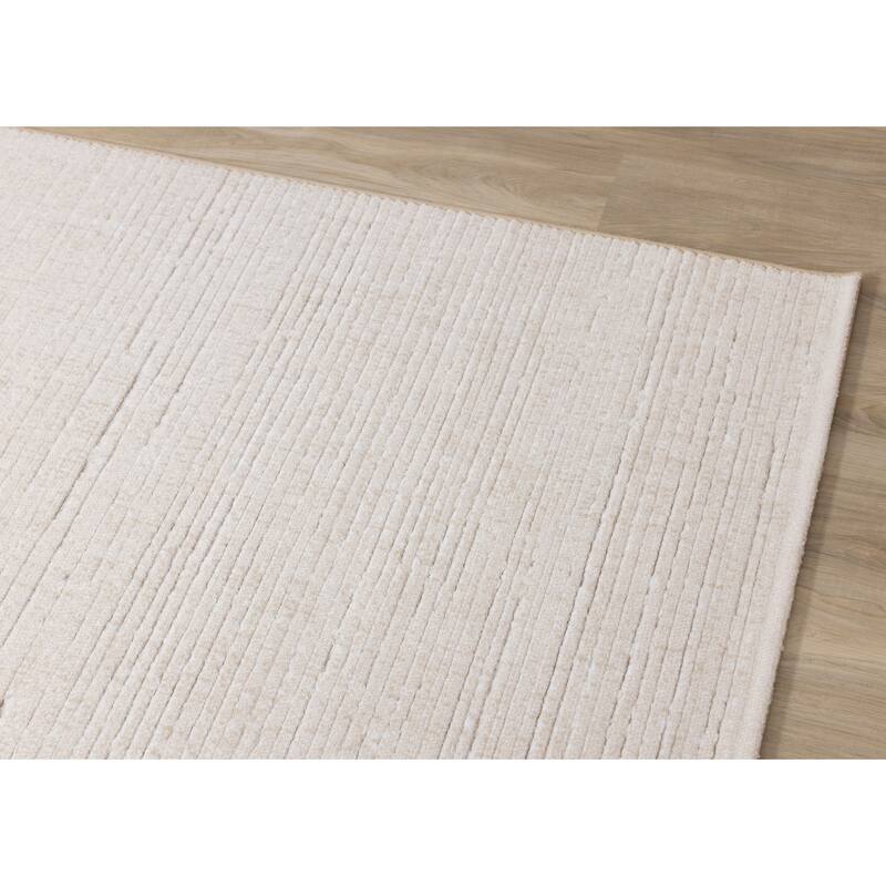 Elizabeth Collection - Cream Banded Plush Rug