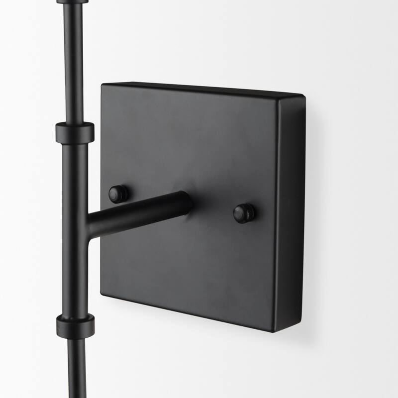 Edie Matte Black Metal w/ Frosted Glass Globes 2-Light Wall Sconce - 22.0L x 7.5W x 6.0H - 22.0L x 7.5W x 6.0H