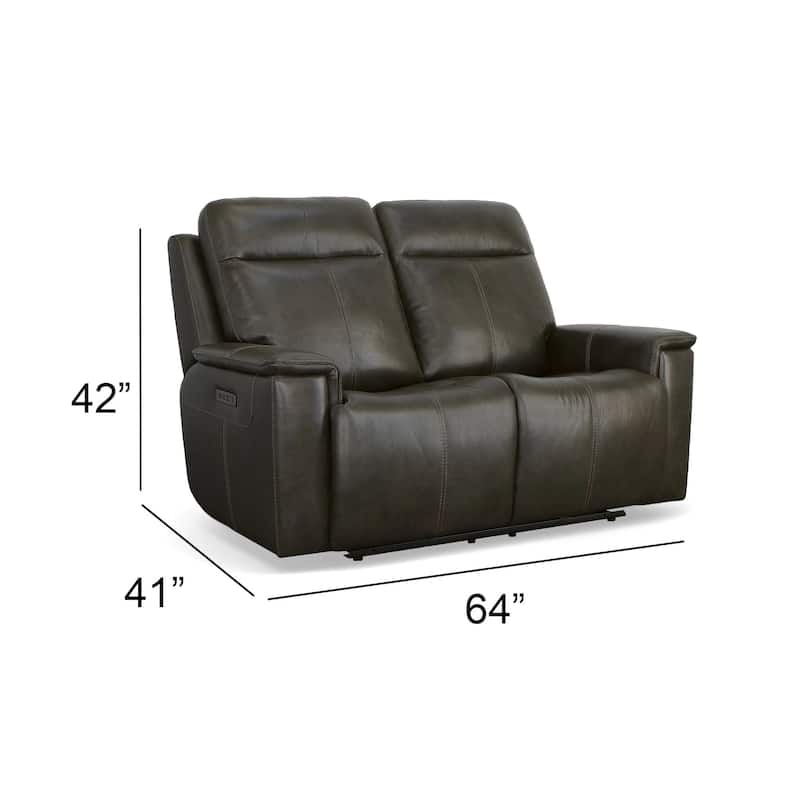 Odell Zero Gravity Top Grain Leather Power Reclining Loveseat with Power Headrests & Lumbar by Flexsteel - 64" x 42" x 41"