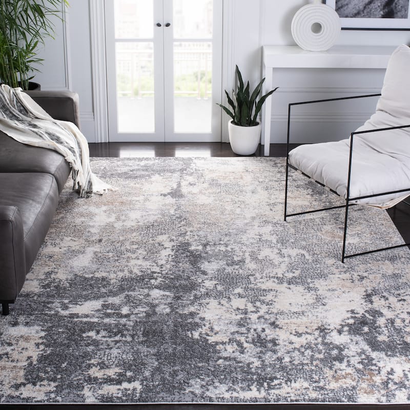 SAFAVIEH Aston Shahide Modern Abstract Rug - 7'10" Square - Light Grey/Grey