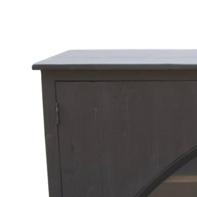 Evy Wide Sideboard Cabinet, Arch Inspired 4 Glass Doors, Black 96 Inch