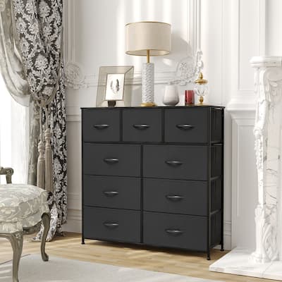 Pellebant Fabric Wide Dresser Storage Tower with 9 Drawers