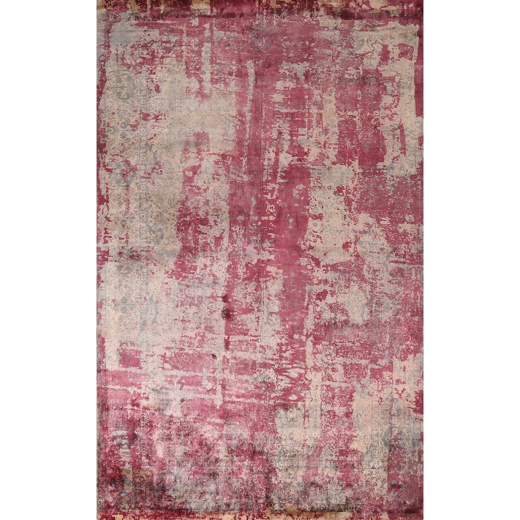 Contemporary Abstract Indian Area Rug Handmade Wool Carpet - 6'6"x 9'9"