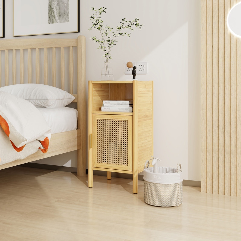 Bamboo bedside store cabinet