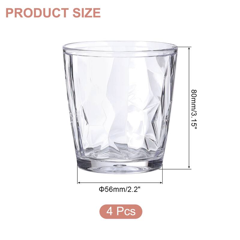 Acrylic Drinking Glasses, 4Pcs Plastic Reusable Tumblers - Transparent - 7oz