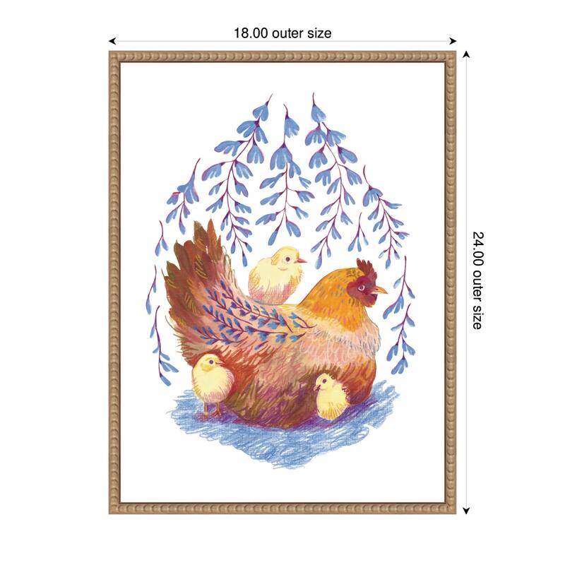 Kate and Laurel Whisteria Hen by Lucia Gianello Framed Canvas Wall Art Print