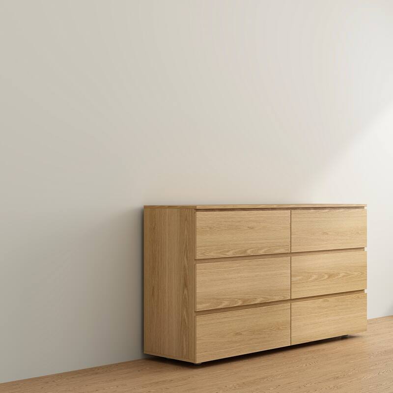 FUFU&GAGA 59" Modern Space Saving 6 Drawer Double Dresser Buffet Sideboard Chest