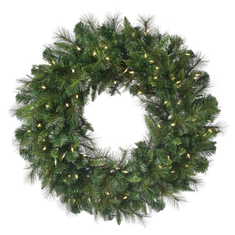 60" LED Deluxe Belgium Wreath, 200 Clear Lights - Natural Green