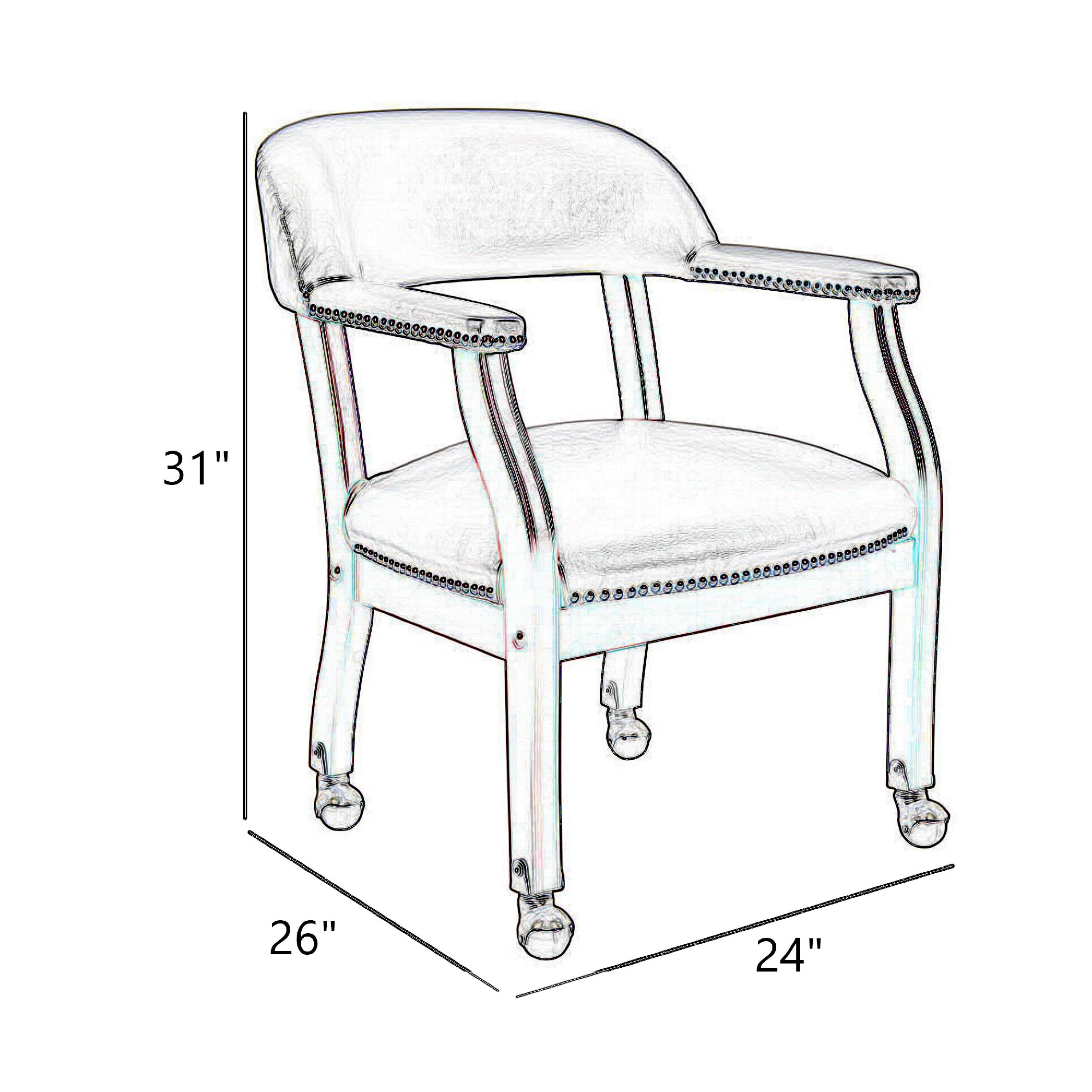Anna Captain Chair, Brass Rivet Trim, Hooded Caster Wheels, Blue