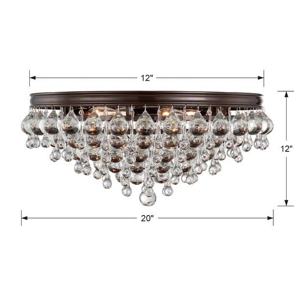 Calypso 6 Light Crystal Teardrop Vibrant Bronze Ceiling Mount - 20'' W x 9'' H