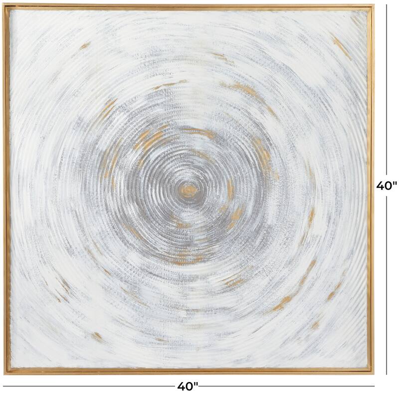 Metal Starburst Spiral Framed Wall Art with Gold Frame - White - Roche River Decor