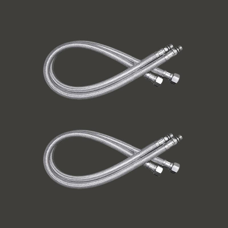 Bathroom Faucet Supply Line Stainless 10mm Male 3/8" Female Pack of 2 Renovators Supply - N/A