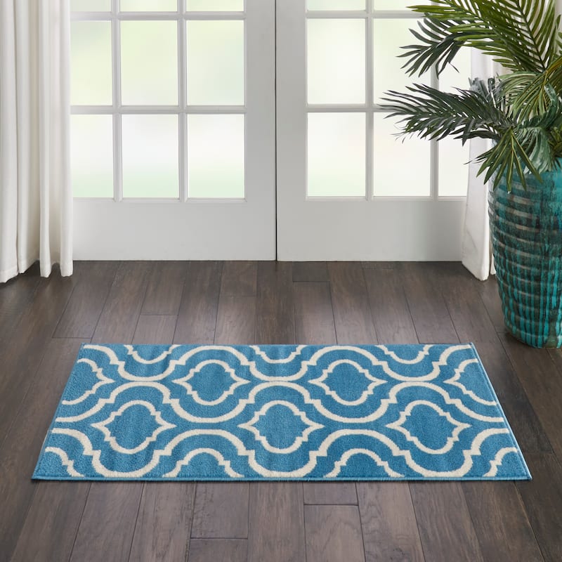 Nourison Jubilant Moroccan Trellis Area Rug - 2' x 4' - Blue