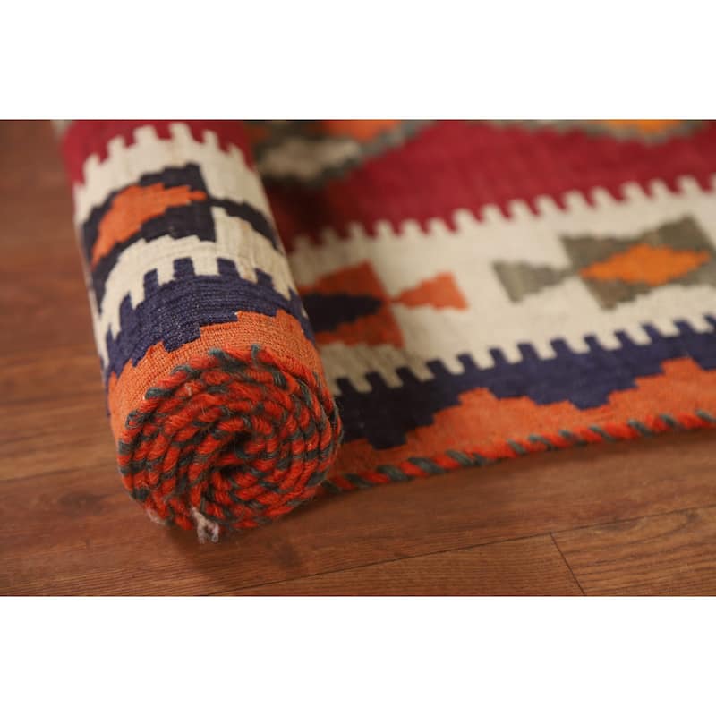 Vegetable Dye Kilim Qashqai Persian Area Rug Hand-Woven Wool Carpet - 4'7"x 8'0"