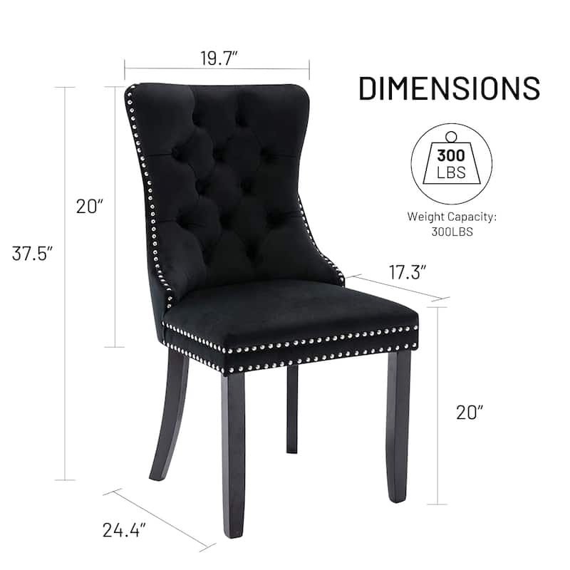 Set of 6 Velvet Upholstered Dining Chairs with Padded Seat and Solid Wood Legs – Modern Armless Kitchen Side Chairs - N/A