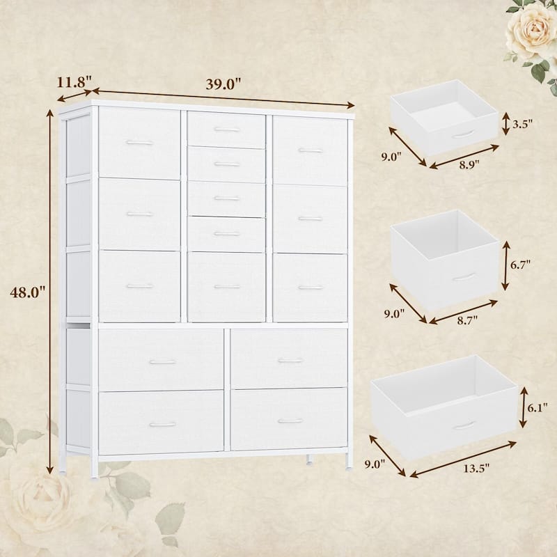 Dresser for Bedroom with 15 Drawers,Tall Dresser Chest of Drawers