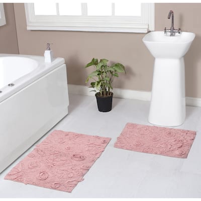 Modesto Bath Rug 100% Cotton Bath Carpet Non-Slip 2 Piece Bath Carpet set, Bathroom Rug- 17"x24", Bath Rug- 21"x34"