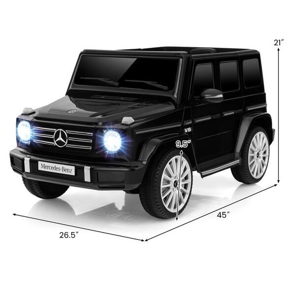dimension image slide 1 of 2, 12V Battery Powered Mercedes-Benz G500 Kids Ride-on Car - 26.5" x 45" x 21"